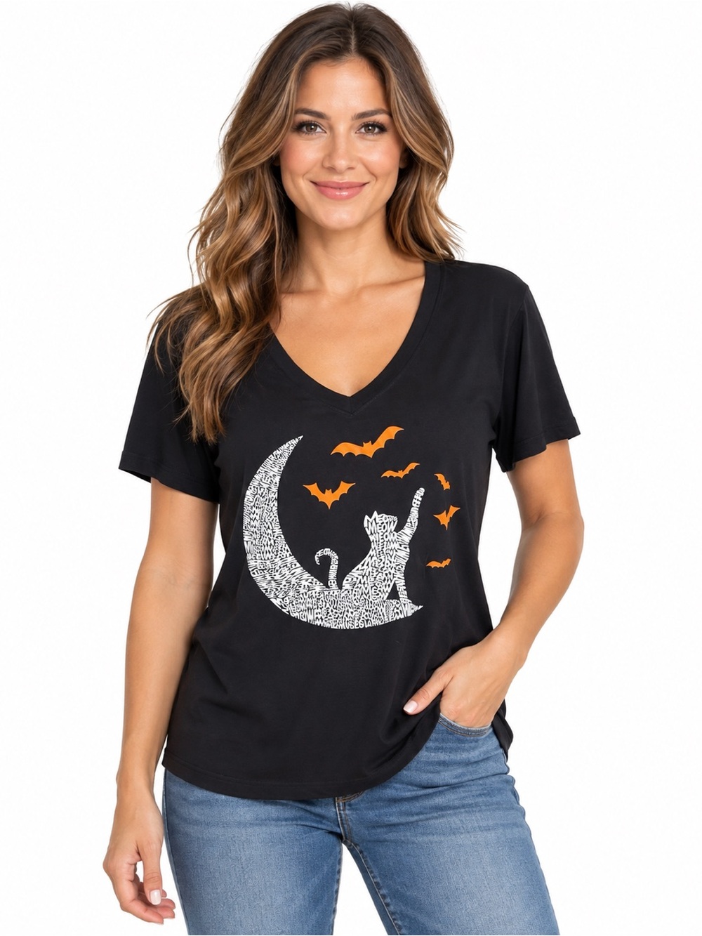 Ideal T Next Level LA Pop Art black cat tshirt moon bat meow cotton 2XL Slim Fit